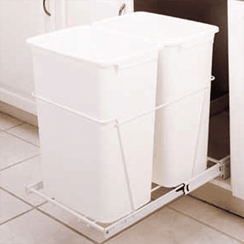 Double 27 QT Door-Mount Waste Container Pullout, White - Alt Image 1