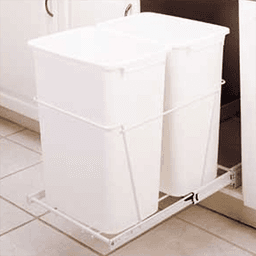 Double 27 QT Door-Mount Waste Container Pullout, White - Alt Image 1