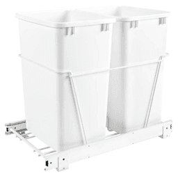 Double 35 QT Door-Mount Waste Container Pullout, Full-Extension, White - Main Image