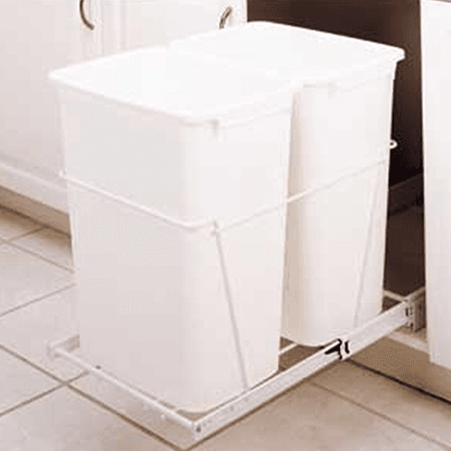 Double 35 QT Door-Mount Waste Container Pullout, Full-Extension, White - Alt Image 1