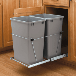 Double 35 QT Bottom-Mount Waste Container Pullout, Full-Extension, Black - Alt Image 3