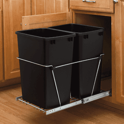 Double 35 QT Bottom-Mount Waste Container Pullout, Full-Extension, Chrome - Alt Image 3