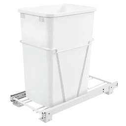 Single 35 QT Bottom-Mount Wire Waste Container for 14-1/2" Cabinet Opening, White - Main Image