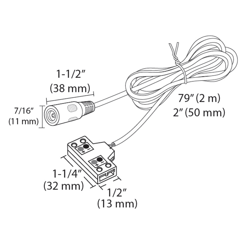 Tresco Lighting T649 Tee Starter Cord with Barrel Connector for COB FlexTape, 79", White