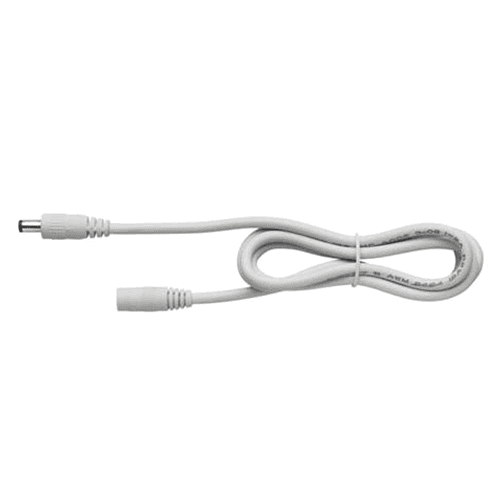 Male/Female Barrel Extension Lead for COB FlexTape, 119", White - Tresco Lighting - 24VDC extension lead with barrel connectors in white finish