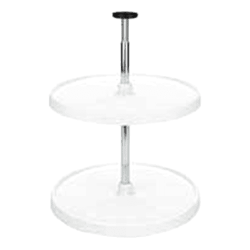 28" Full-Circle 2 Tray Lazy Susan, White, Bulk (6 Sets) - Main Image