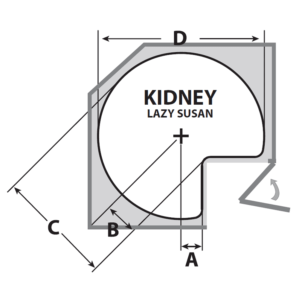 24" Kidney 1 Tray Value Line Lazy Susan, White - Alt Image 1