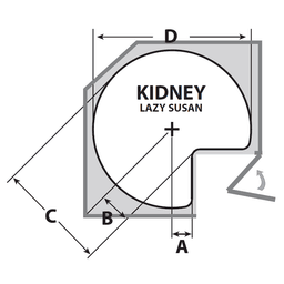 24" Kidney 1 Tray Value Line Lazy Susan, White - Alt Image 1