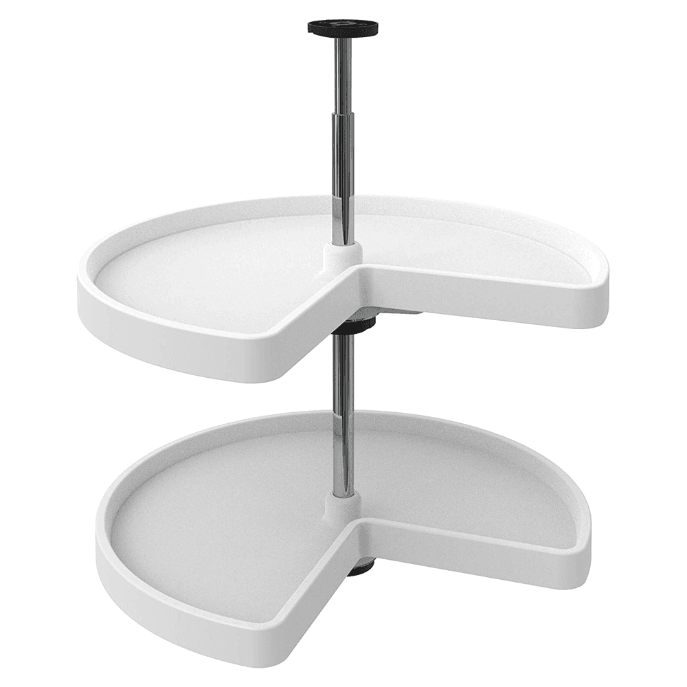 3472 24" Kidney 2 Tray Lazy Susan, White, Bulk (6 Sets) - Main Image