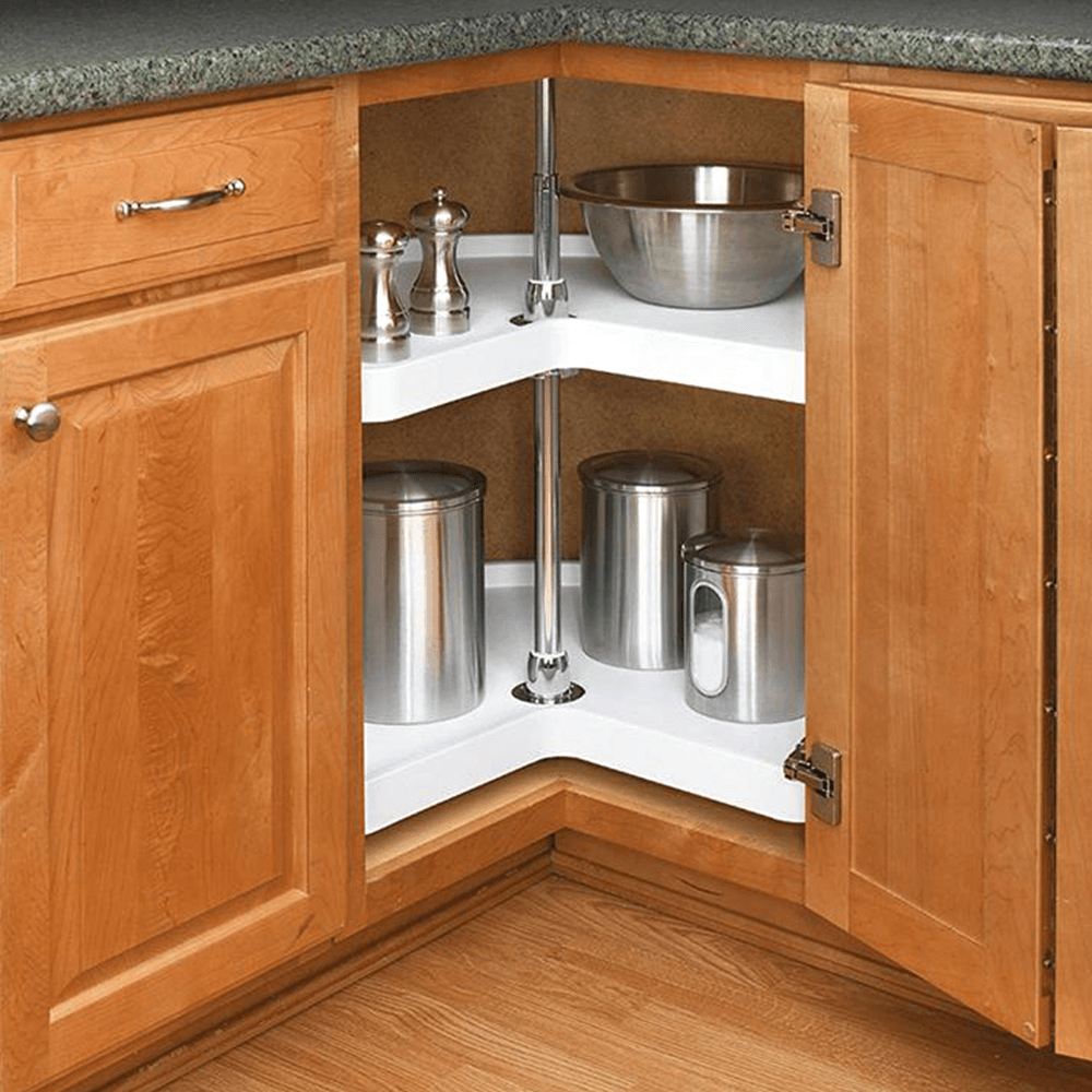 32" Kidney 2 Tray Value Line Lazy Susan, White - Alt Image 3