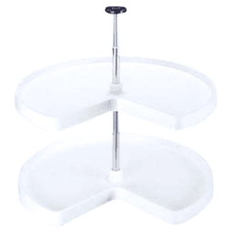 3472 28" Kidney 2 Tray Lazy Susan, White, Bulk (6 Sets) - Main Image