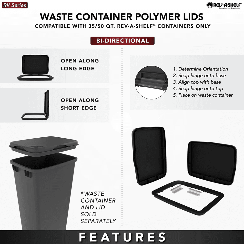 35/50 QT Waste Container Lid, White Alt 10 - Image