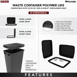 35/50 QT Waste Container Lid, White Alt 10 - Image