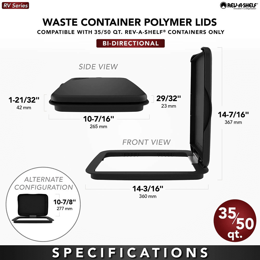 35/50 QT Waste Container Lid, White Alt 8 - Image