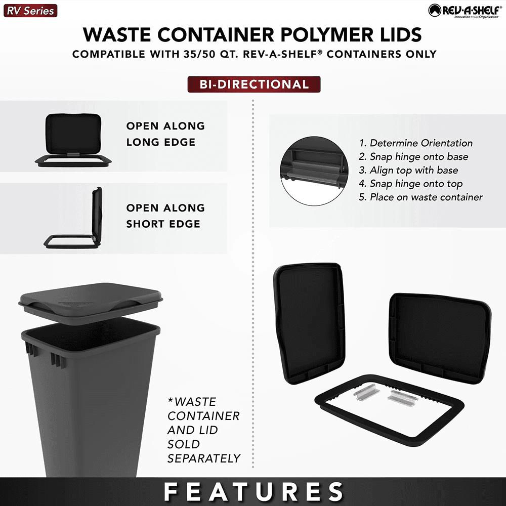 35/50 QT Waste Container Lid, Gray Alt 10 - Image