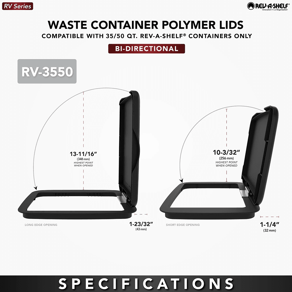 35/50 QT Waste Container Lid, Black Alt 7 - Image