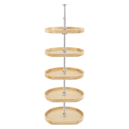 20" D-Shape Wood 5 Tray Lazy Susan - Main Image