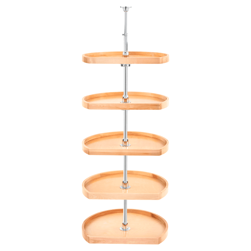 22" D-Shape Wood 5 Tray Lazy Susan - Main Image