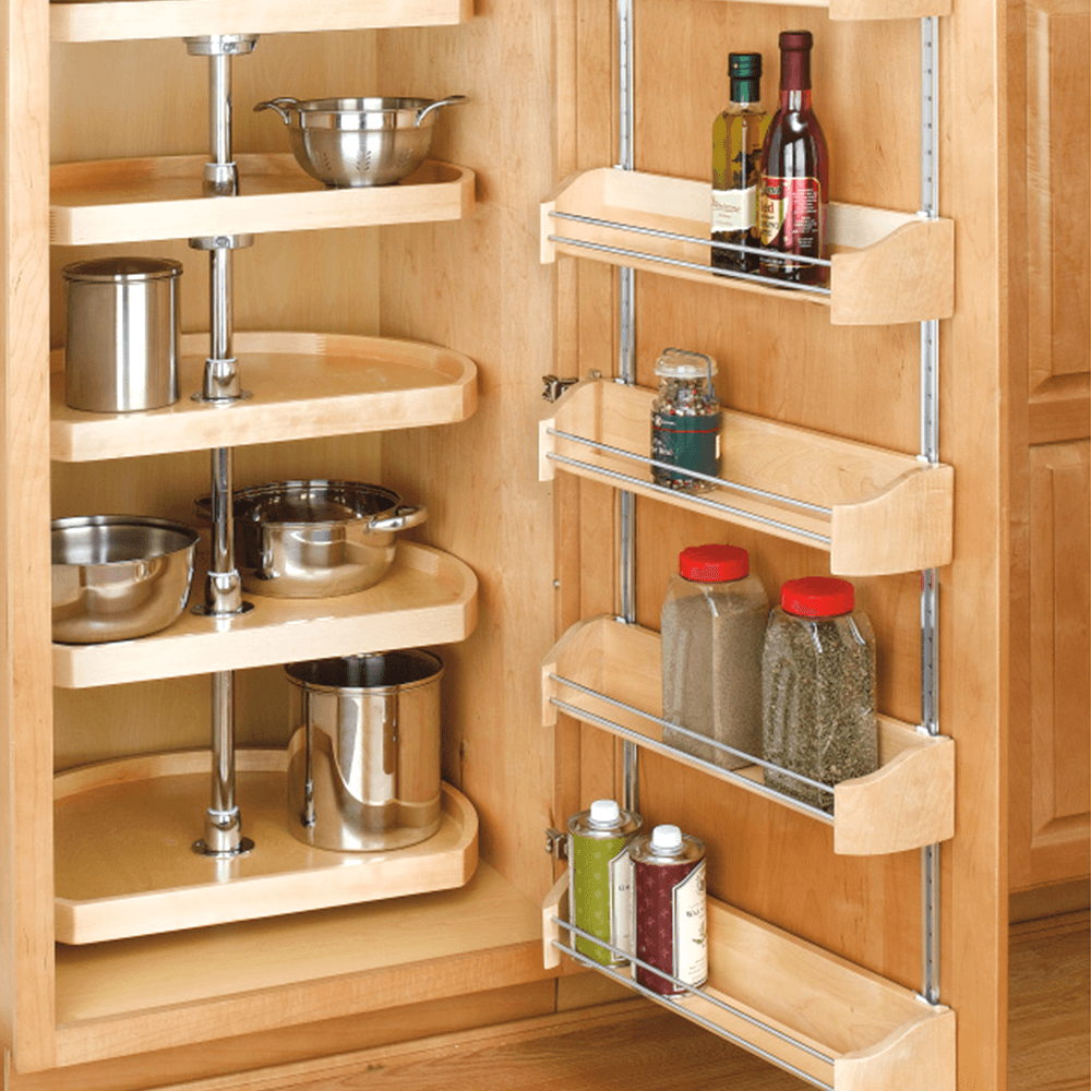 22" D-Shape Wood 5 Tray Lazy Susan - Alt Image 2