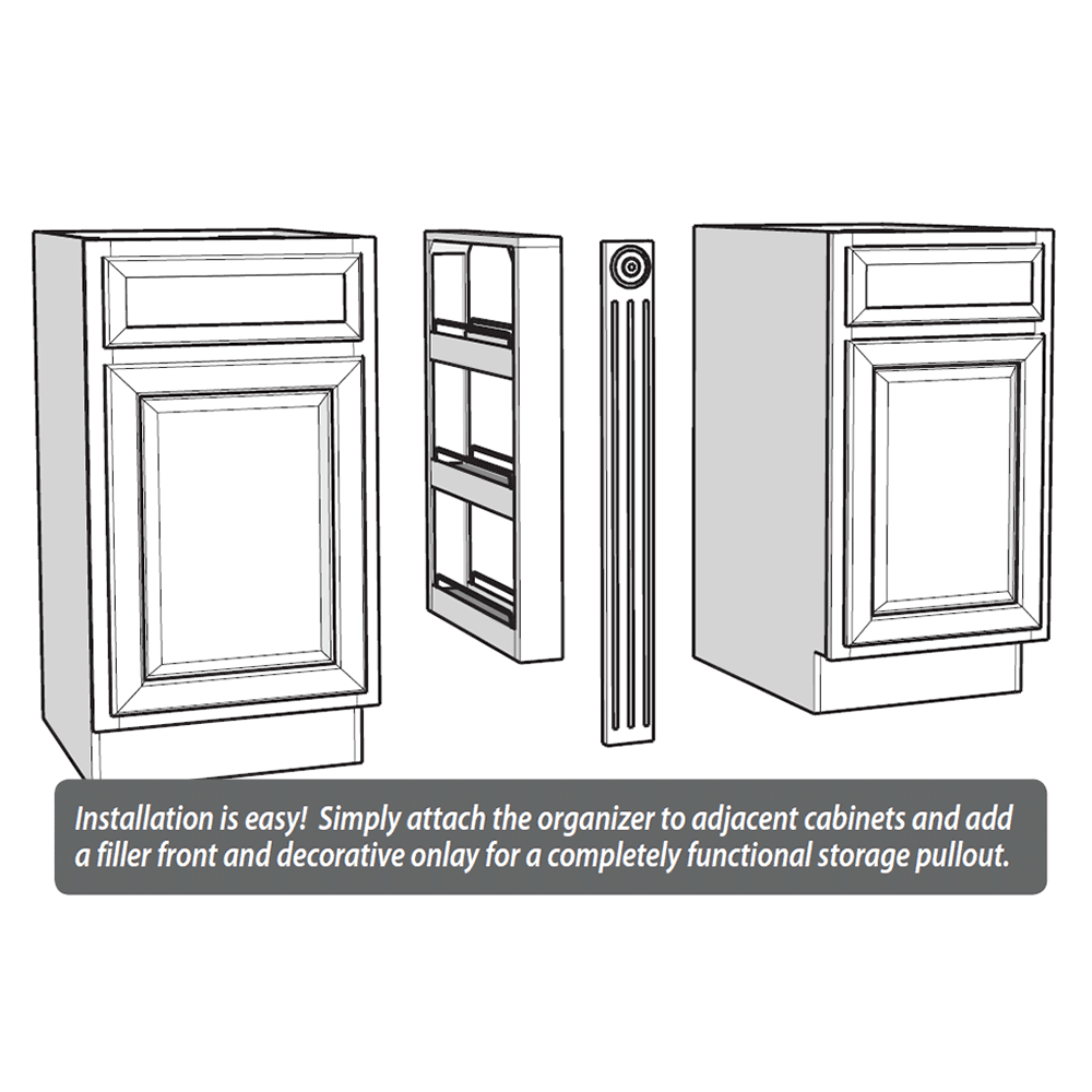 3" x 30" 3-Shelf Filler Pullout Organizer Full-Extension, Wood - Alt Image 1