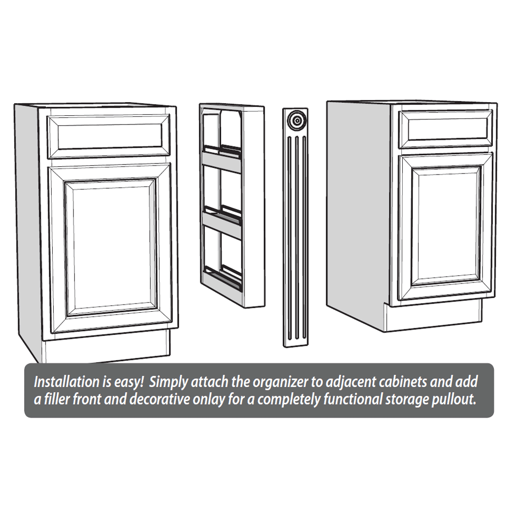 3" x 30" 4-Shelf Filler Pullout Organizer with Soft-Closing, Wood - Alt Image 1