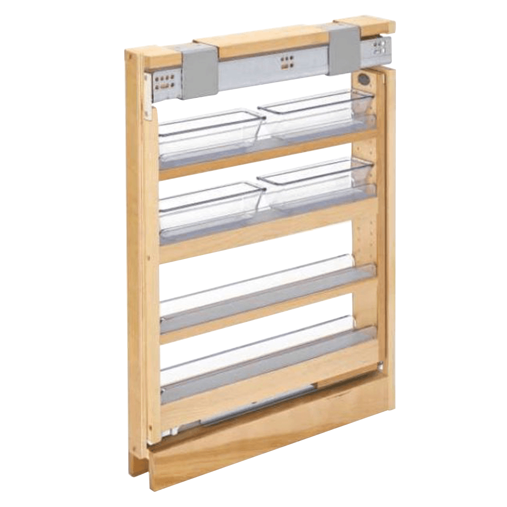 3" x 26" Filler Pullout Organizer with Adjustable Shelves, Soft-Closing, Wood - Main Image