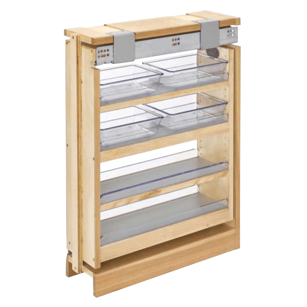 6" x 26" Filler Pullout Organizer with Adjustable Shelves, Soft-Closing, Wood - Main Image