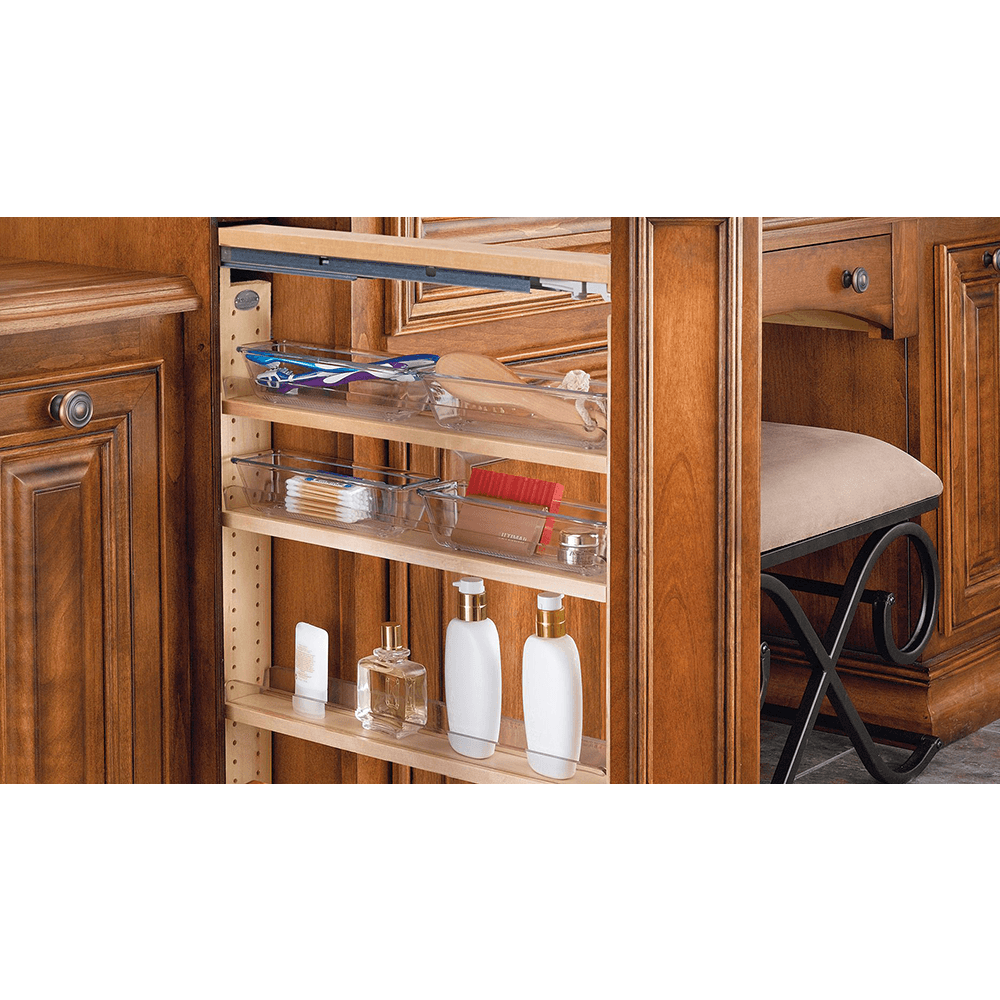 3" 4-Shelf Vanity Filler Pullout Organizer with BLUMOTION Soft-Closing, Semi-Gloss - Alt Image 1