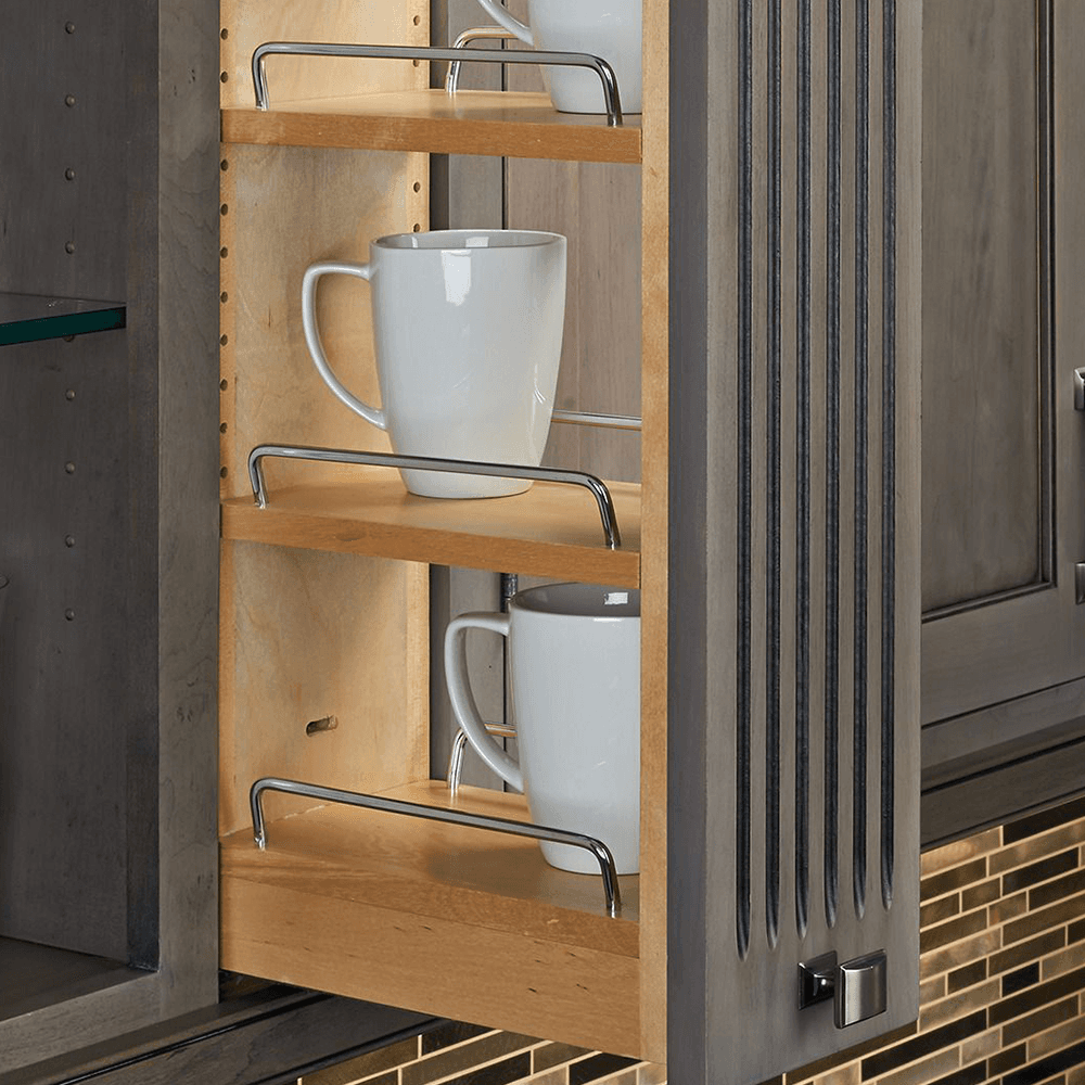 6" 3-Shelf Filler Pullout Organizer with Soft-Closing, Maple, 42" Height - Alt Image 1