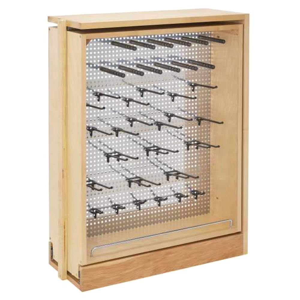 9" x 30" Filler Pullout Organizer with Stainless Steel Panels and Soft-Closing, Wood - Main Image