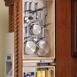 6" Filler Pullout Organizer with Left Hand Stainless Steel, Wood - Alt Image 1