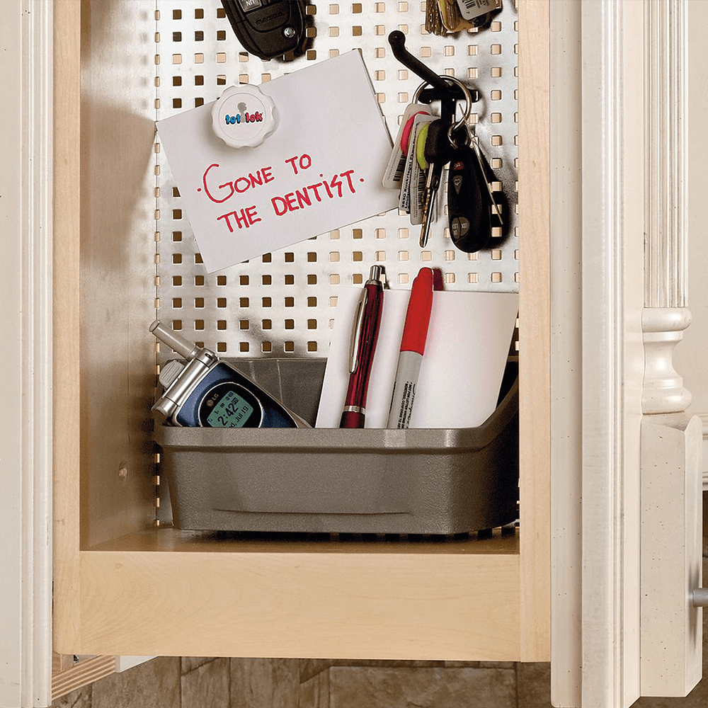 3" 1-Shelf Pullout Organizer with Stainless Steel Panel, Wood - Alt Image 1
