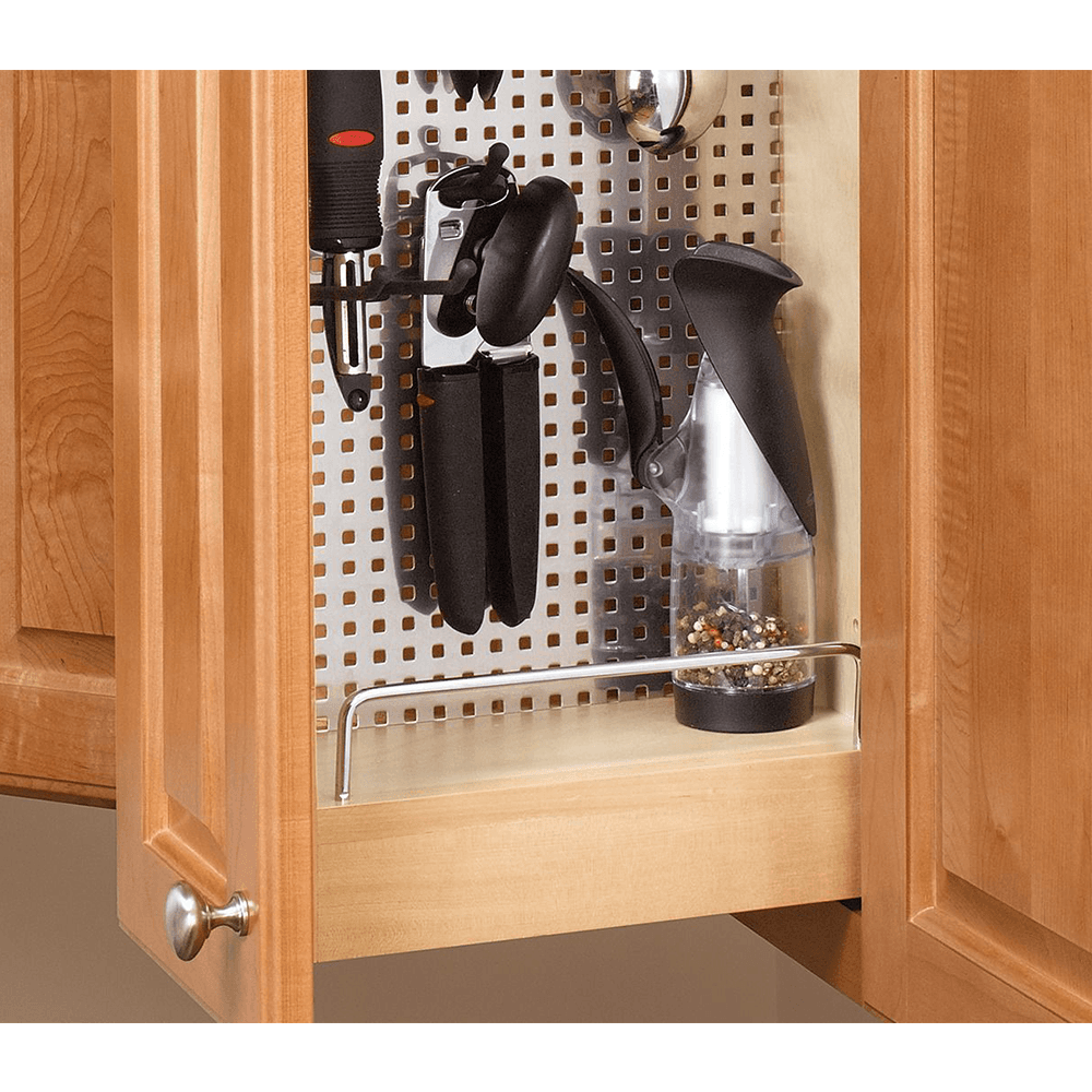 5" x 26-1/4" Wall Cabinet Pullout Organizer with Stainless Steel Panel, Wood - Alt Image 1