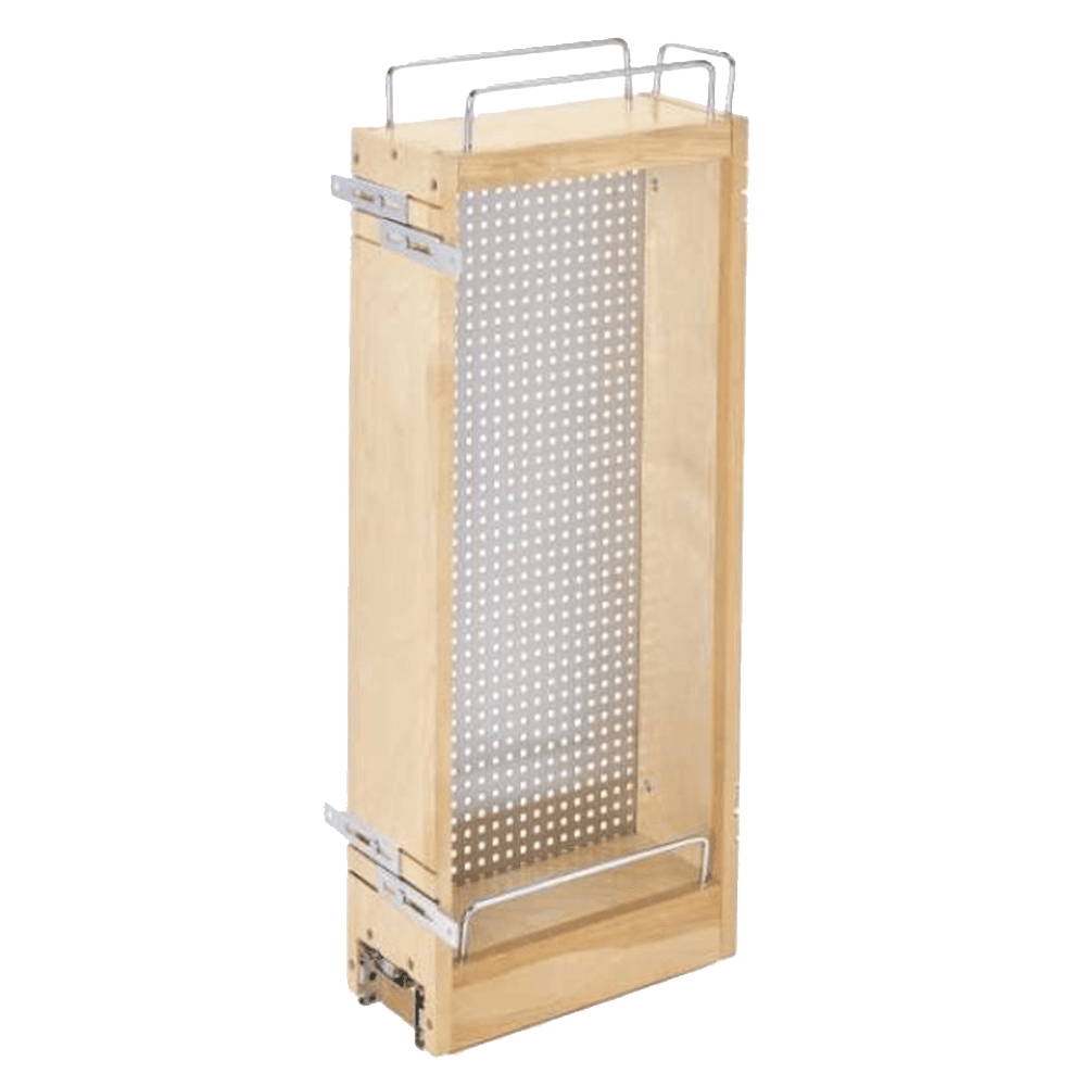 5" x 26-1/4" Pullout Organizer with Stainless Steel Panel, Wood - Main Image