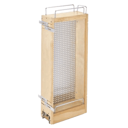 5" x 26-1/4" Pullout Organizer with Stainless Steel Panel, Wood - Main Image