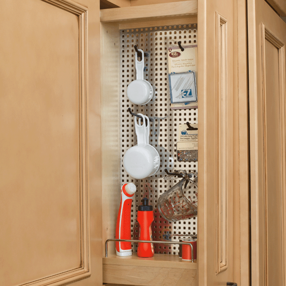 5" x 26-1/4" Pullout Organizer with Stainless Steel Panel, Wood - Alt Image 1