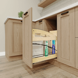 8" Craftsman Base Cabinet Pullout with Tray Divider/Foil Wrap Holder for 12" Base Cabinets, Light Brown Alt 5 - Image