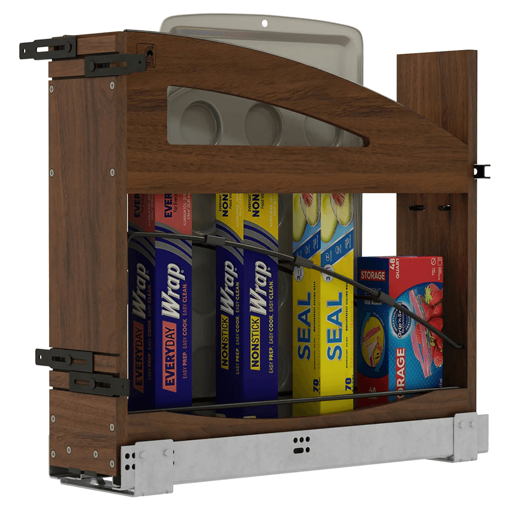 5" Craftsman Base Cabinet Pullout with Tray Divider/Foil Wrap Holder for 9" Base Cabinets, Dark Brown Alt 5 - Image