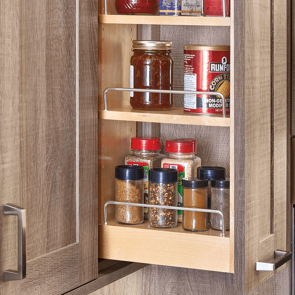 9-1/2" 4-Shelf Wall Cabinet Pullout Organizer with Soft-Closing, Semi-gloss - Alt Image 1