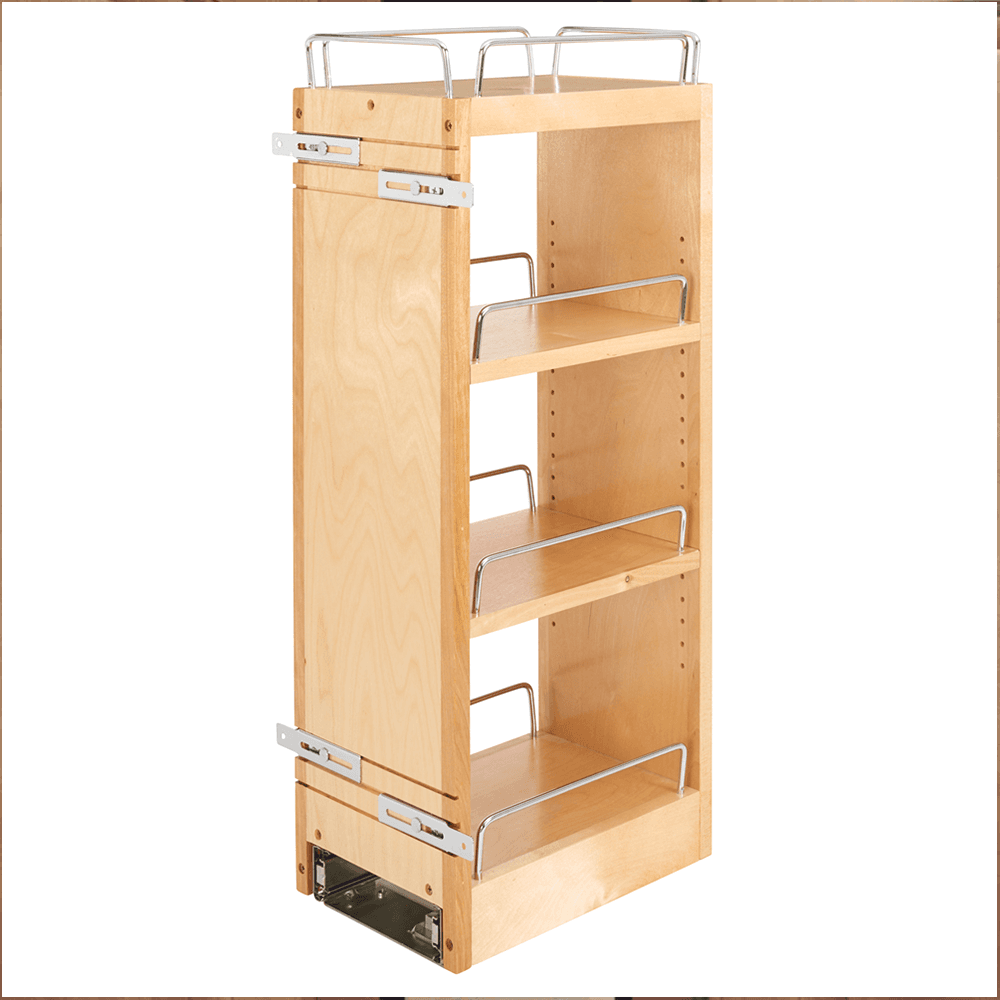 8" 3-Shelf Pullout Organizer with Soft-Closing, Wood - Main Image