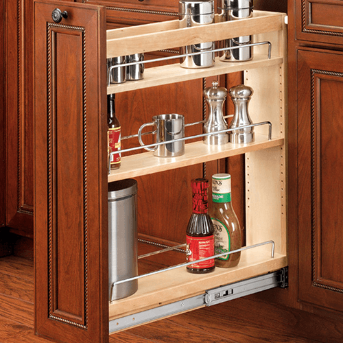 14" 3-Shelf Pullout Organizer with Rails, Wood - Alt Image 2