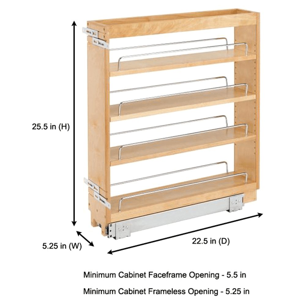 8" 3-Shelf Pullout Organizer with Rails, Wood - Alt Image 4