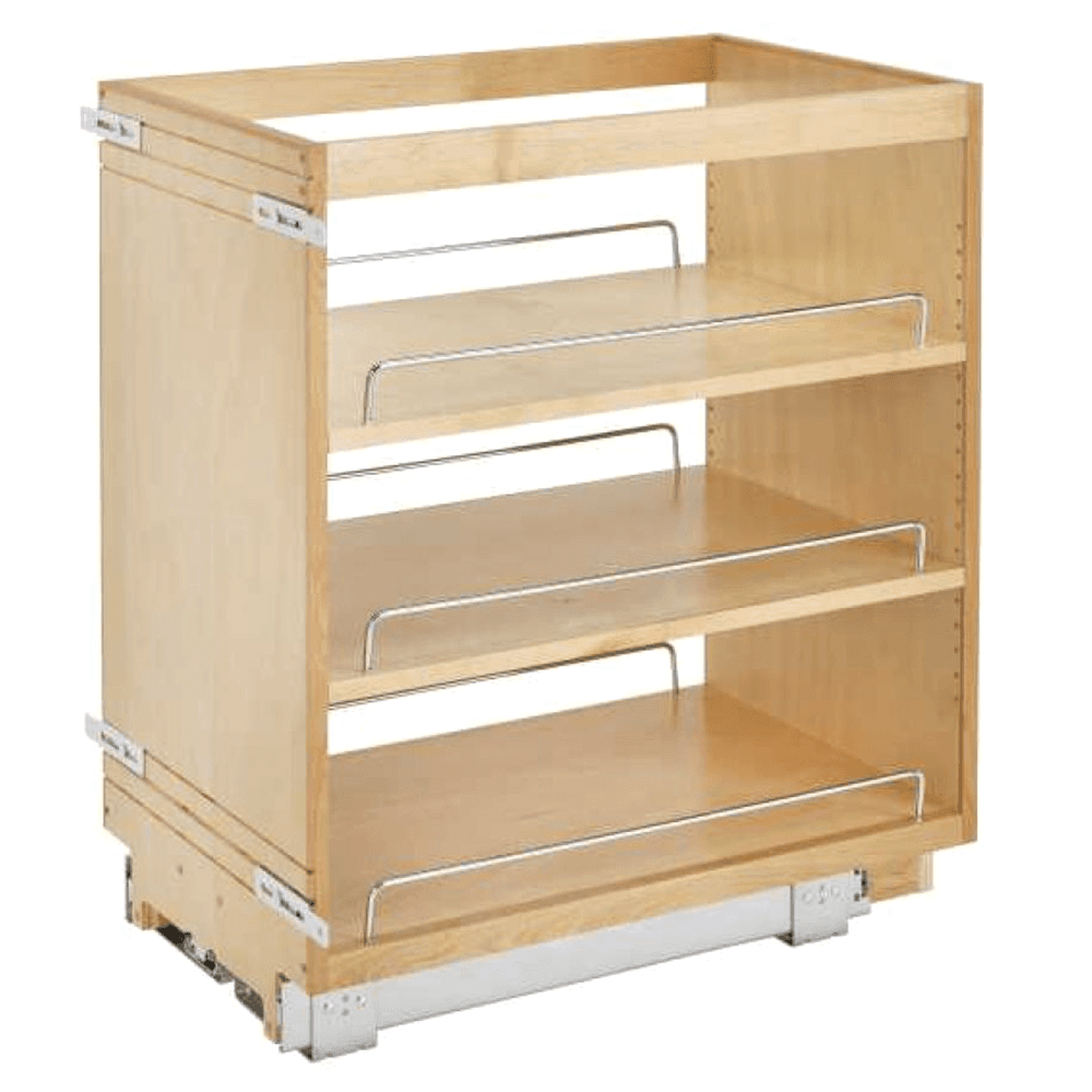 14" 3-Shelf Pullout Organizer with Rails, Wood - Main Image