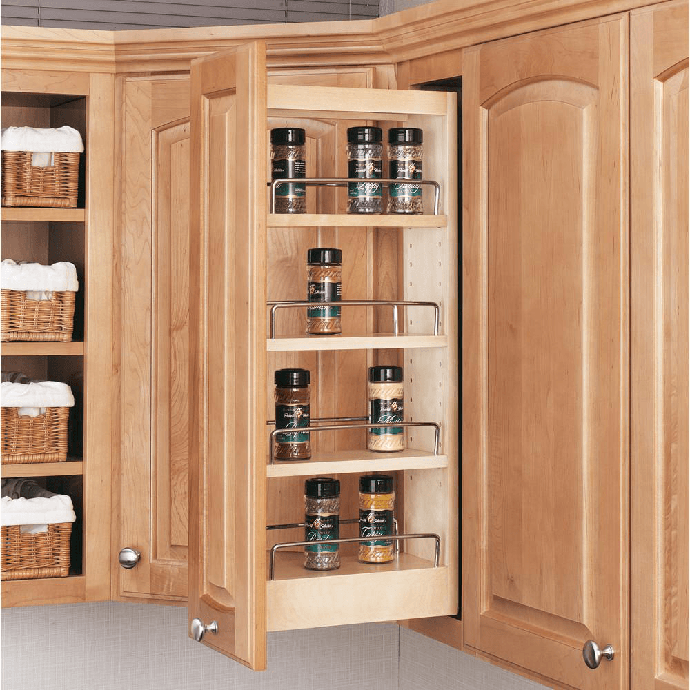 8" Pullout Organizer with Adjustable Shelves, Wood - Alt Image 2