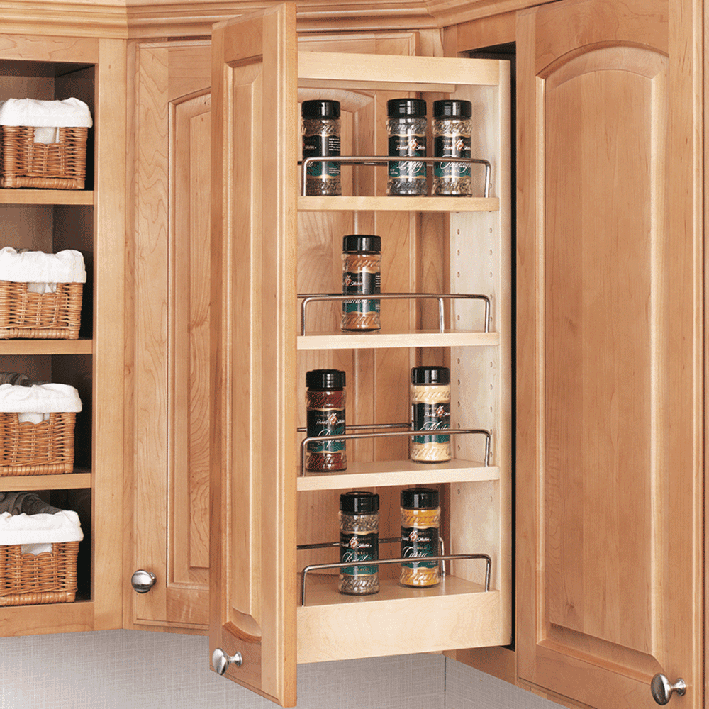 8" Pullout Organizer with Adjustable Shelves, Wood - Alt Image 4