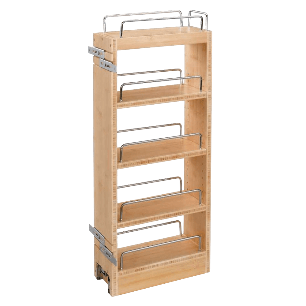 8" Pullout Organizer with Adjustable Shelves, Wood - Main Image