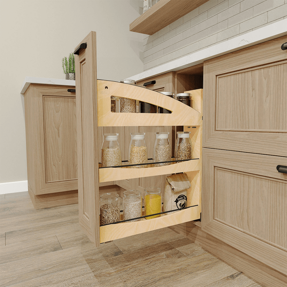 5" Craftsman Base Cabinet Pullout Organizer with Black Accents for 9" Base Cabinets, Light Brown Alt 5 - Image