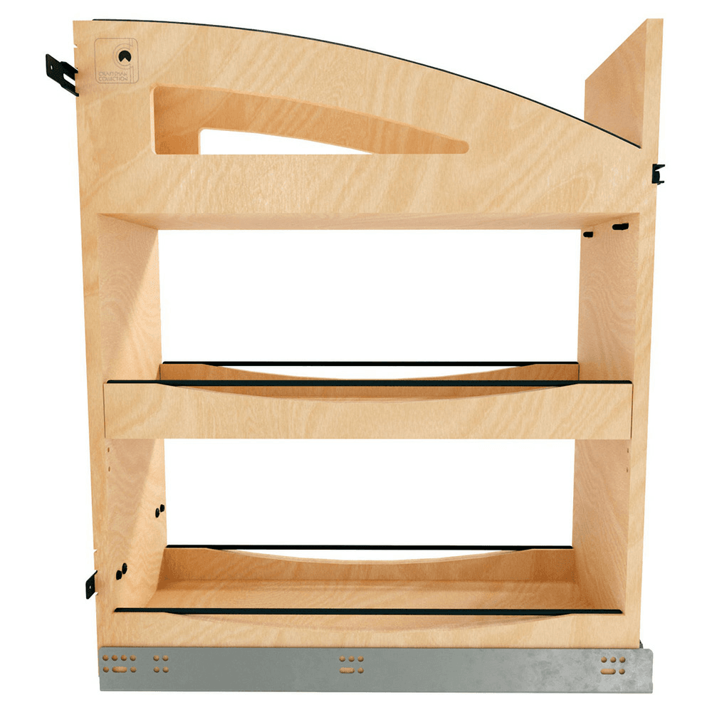 8" Craftsman Base Cabinet Pullout Organizer with Black Accents for 12" Base Cabinets, Light Brown Alt 1 - Image