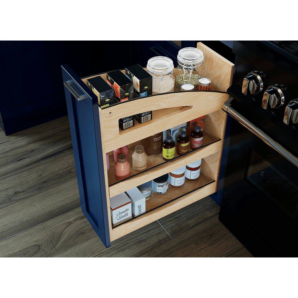 8" Craftsman Base Cabinet Pullout Organizer with Black Accents for 12" Base Cabinets, Light Brown Alt 5 - Image