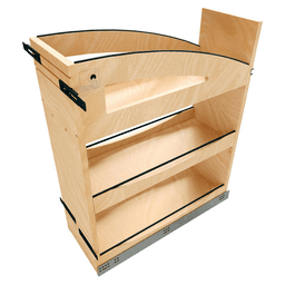 8" Craftsman Base Cabinet Pullout Organizer with Black Accents for 12" Base Cabinets, Light Brown Main - Image